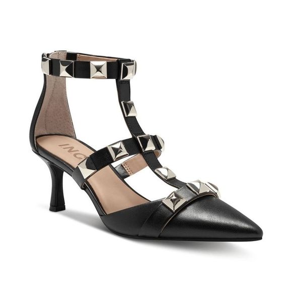 inc Shoes - INC GILANA WOMEN'S Studded  MID HEEL Dress Sandals, black7.5